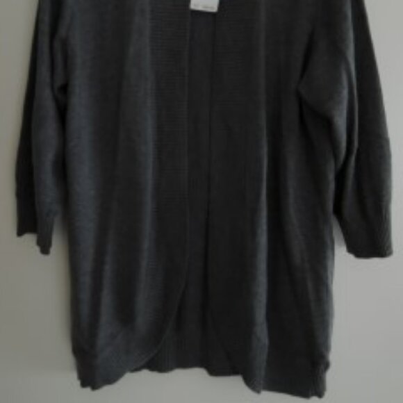 Ladies Top Size XL Open Front Cardigan Heather Gray Ribbed Knit 3/4 Sleeve NEW - Picture 3 of 10